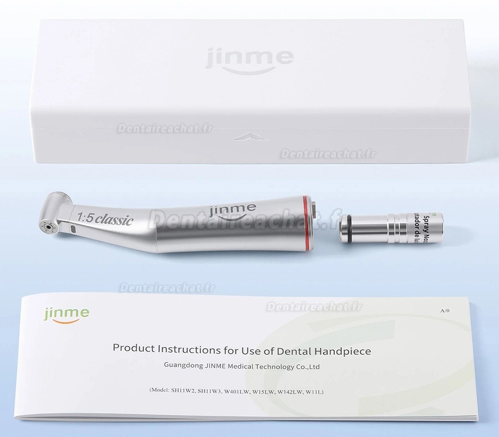 Contre angle bague rouge dentaire Jinme W15LW à fibre optique